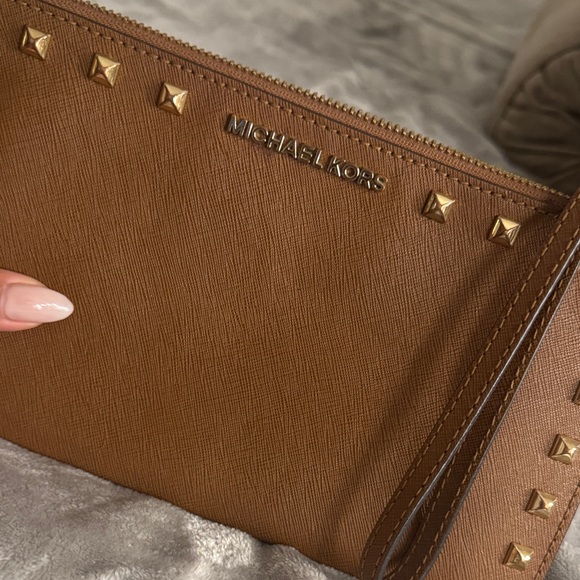 Michael Kors Tan Wristlet with Gold Accents - Picture 2 of 6